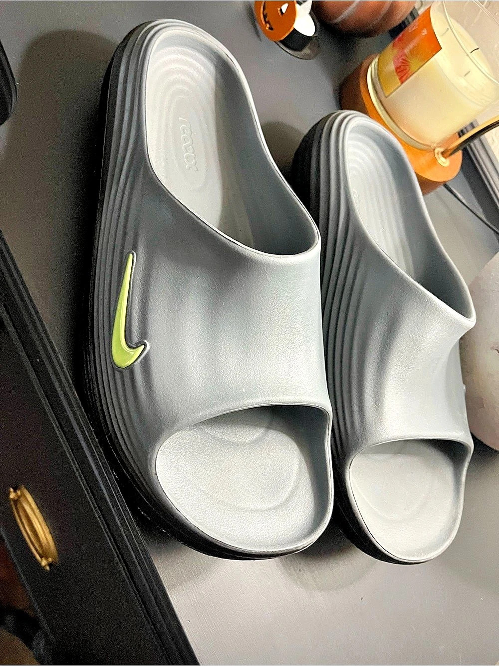 Nike ReactX Rejuven8 Slide Gray Sandals